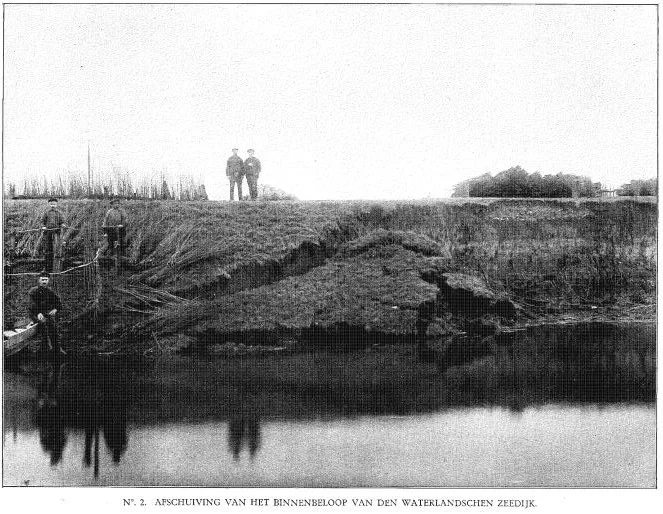 Een afschuiving van de Waterlandse Zeedijk (Rapport Rijkswaterstaat 1916)