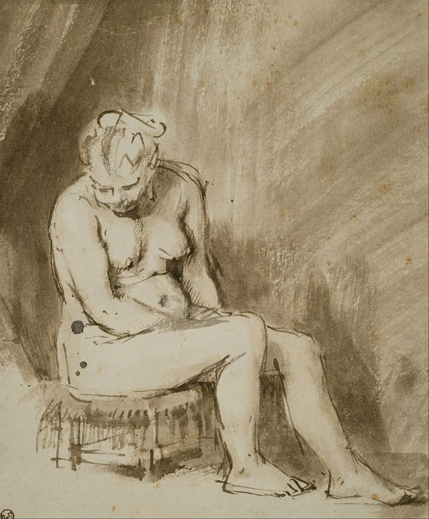 Zittend naakt van Rembrandt van Rijn, 1654/56