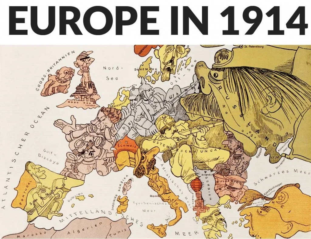 Europa in 1914 - Satirische kaart