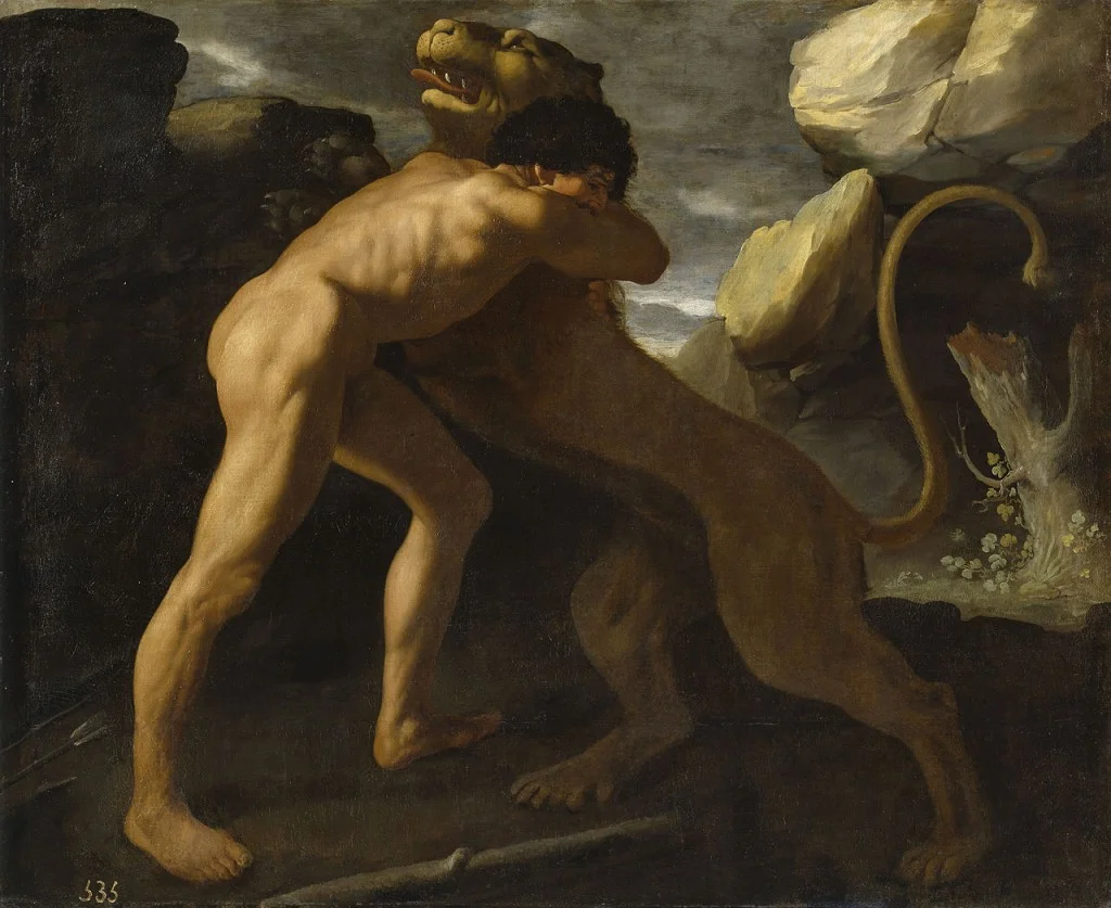 Herakles (Hercules) en de leeuw van Nemea - Francisco de Zurbarán, 1634