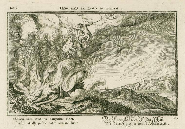 Herakles (Hercules) wordt opgehaald door oppergod Zeus