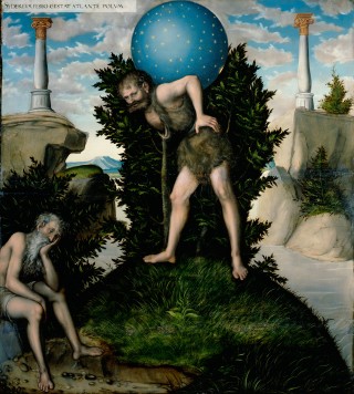 Herakles neemt het hemelgewelf tijdelijk van Atlas over (Atelier Lucas Cranach de Oude)