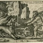 Herakles vangt Cerberus - Gravure van Sebald Beham, 1540.