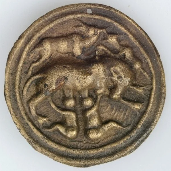 Medaille met Romulus en Remus uit Velsen (Huis van Hilde)