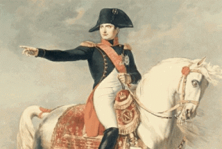 Napoleon Bonaparte op een paard.