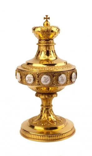 Ritueel zoutvat uit de bruidsschat van Anna Pavlovna Rusland, 1796 - Goud, email (Hermitage)