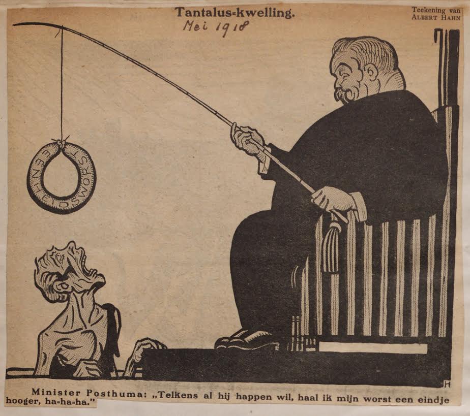 Cartoon van Albert Hahn over eenheidsworst, mei 1918. Bron: amsterdam-eerstewereldoorlog.nl