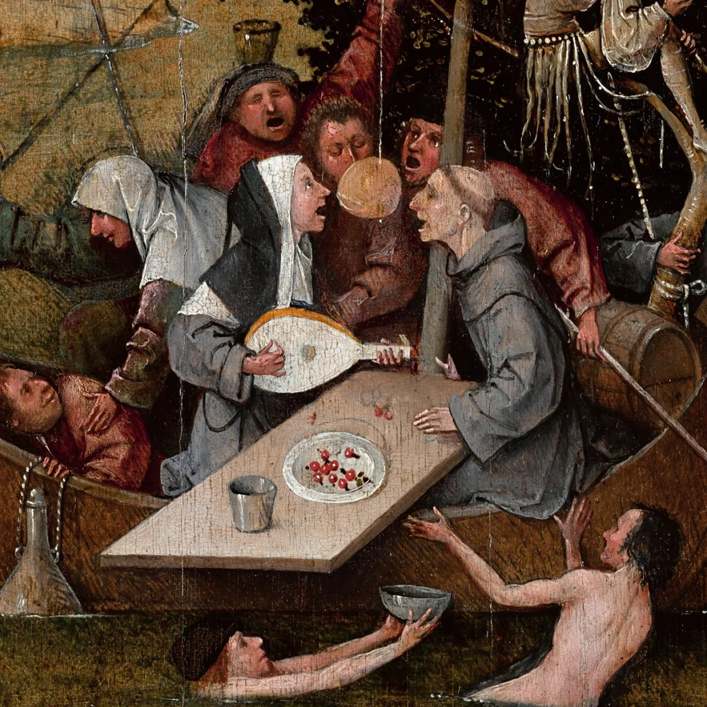 Detail van het schilderij Het Narrenschip van Jeroen Bosch