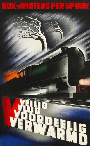 Affiche winter op het spoor, Kees van der Laan, 1938 (Spoorwegmuseum)