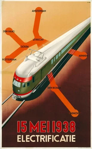 Affiche electrificatie, Emmanuel Gaillard, 1938 (Spoorwegmuseum)