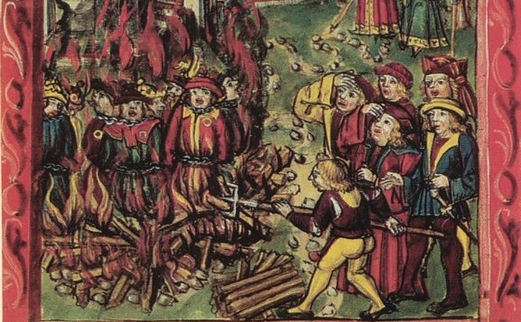 Joden op de brandstapel in Duitsland tijdens de Zwarte Dood in 1348