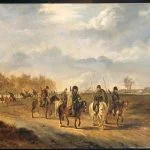 Kozakken op een landweg in Nederland 1813