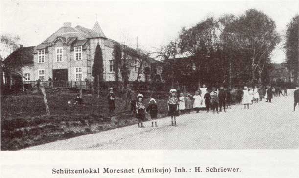 Het Schutterslokaal in Moresnet, waar in 1908 werd aangekondigd dat het Esperanto de landstaal van Amikejo zou worden.
