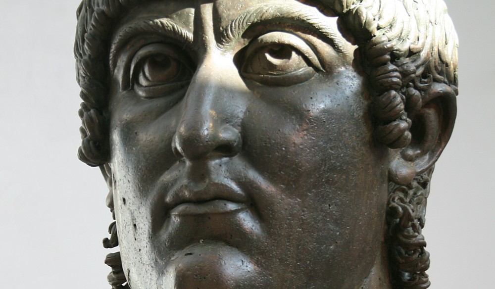 Contemporain bronzen hoofd van Constantijn (4e eeuw, Musei Capitolini)