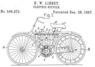 De elektrische fiets van Bolton, gepatenteerd eind 1897. Bron: electricscooters.co.za