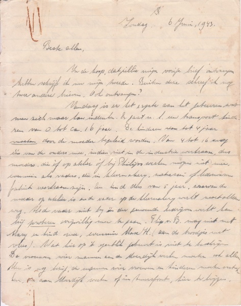 Brief van Tilly Bosman - 6 juni 1943 © Nationaal Monument Kamp Vught