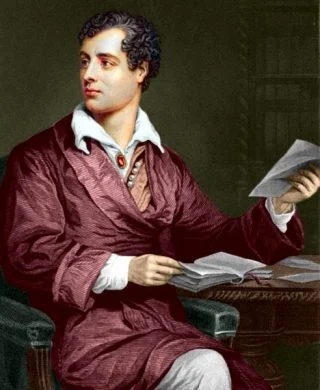 Lord Byron (1788-1824) ingekleurde gravure