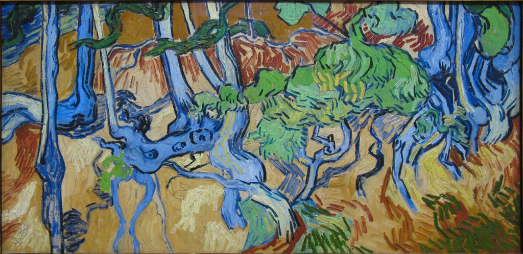 Boomwortels, het vermoedelijk laatste schilderij vanVan Gogh (1890)