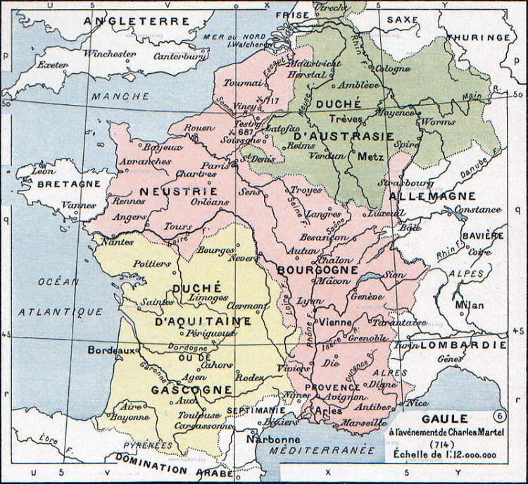 Frankische rijk rond 715 na Christus