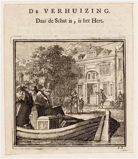 Jan Luyken, De verhuizing, 1711. Collectie Amsterdam Museum, A 19066