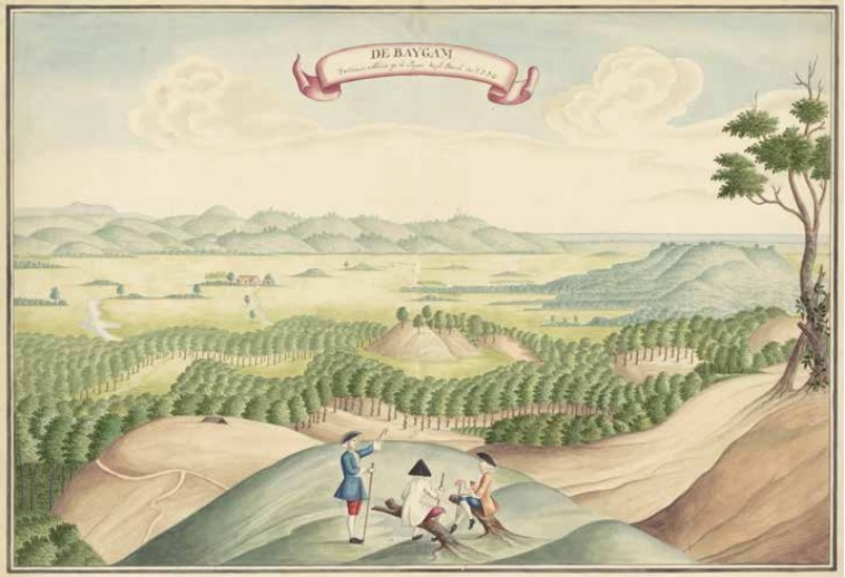 Gezicht op een peperplantage in de Baygam ca. 1750