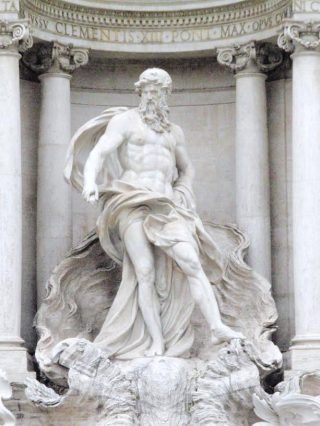 Beeld van de god Oceanus - de verpersoonlijking van de oceaan - bij Trevi Fontein Rome. Bron: Wikimedia