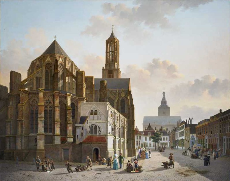Gezicht op het koor en de toren van de Domkerk te Utrecht (ca. 1829) Jan Hendrik Verheyen.