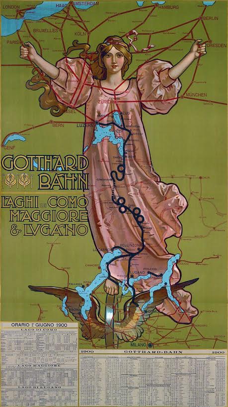 Affiche Gotthardbahn, Gabriele Chiattone, 1900