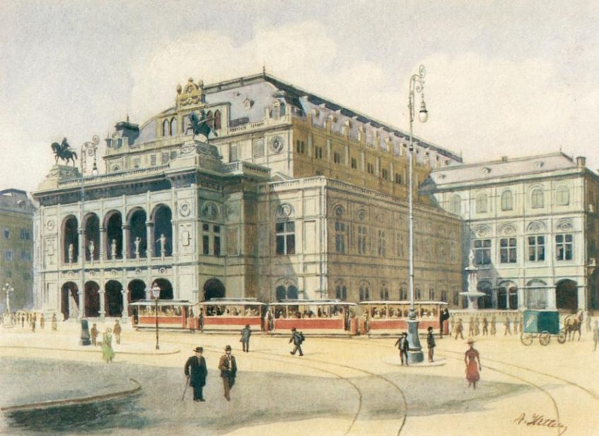Weense Staatsopera, in 1912 door Adolf Hitler geschilderd
