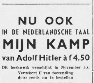 Advertentie voor de Nederlandse vertaling - Volk en vaderland, 29 september 1939 (Delpher)