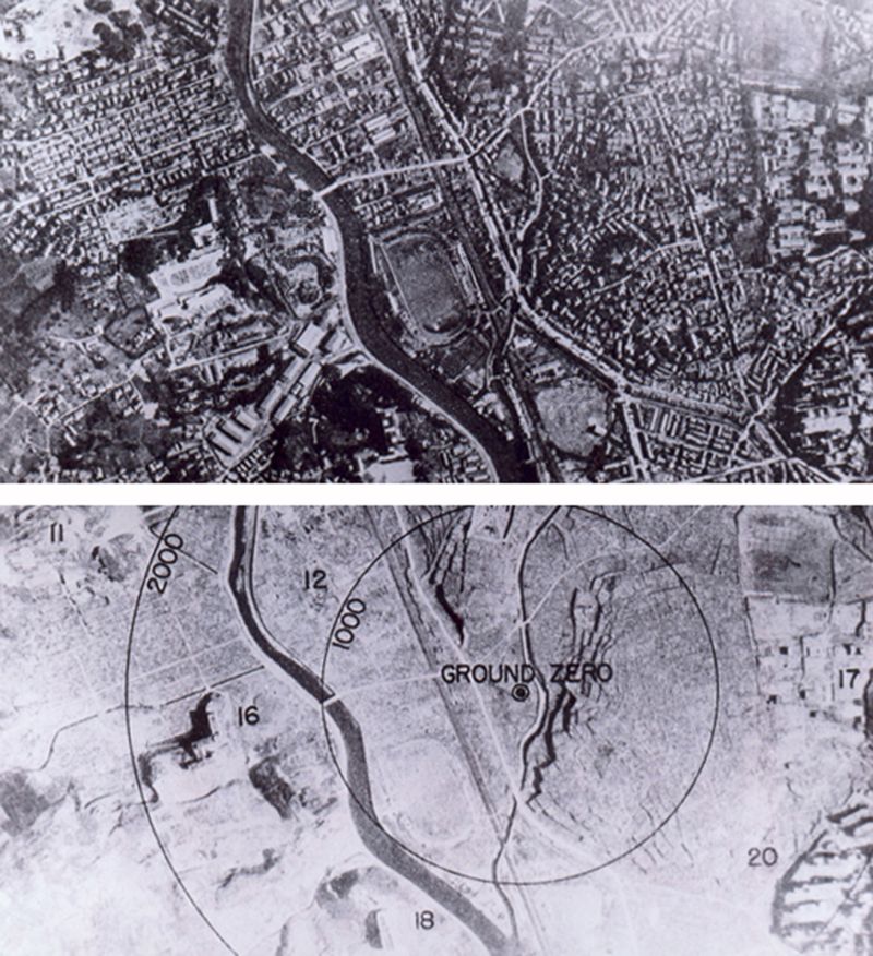 Nagasaki, voor en na het bombardement