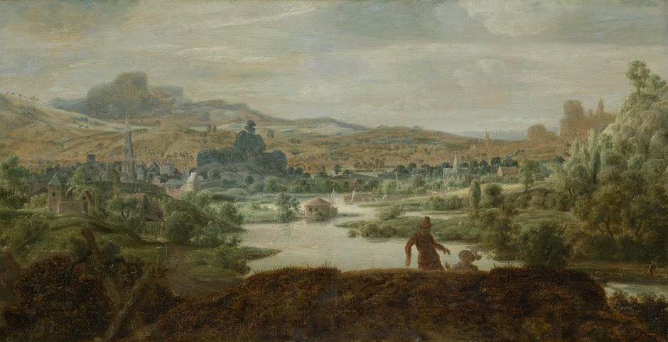 River Landscape with Figures, panel, 45.5 x 88.5 cm, ca. 1625-30. Private Collection