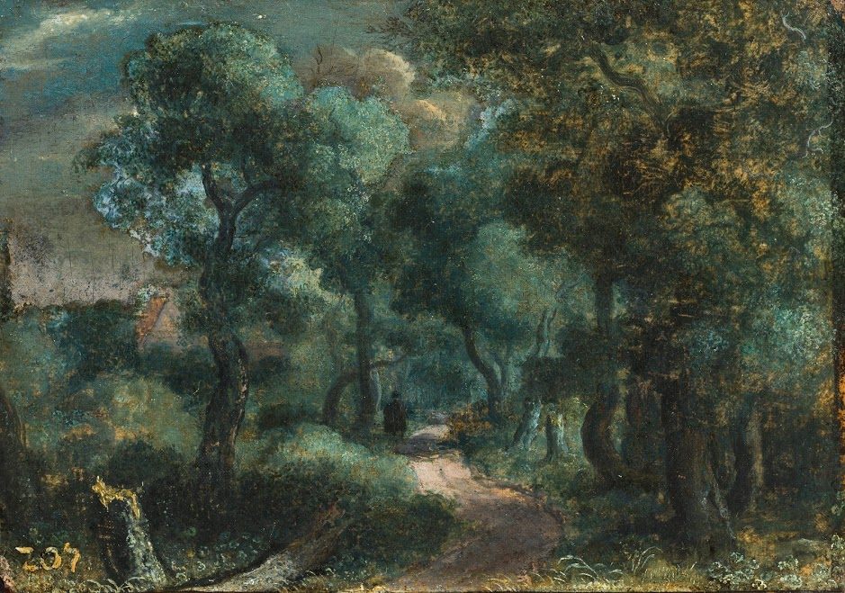 Woodland Path, canvas on panel, 16.1 x 22.7 cm, ca. 1618-20. Private Collection