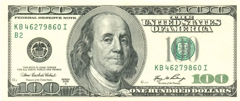 Benjamin Franklin op een 100-dollarbiljet