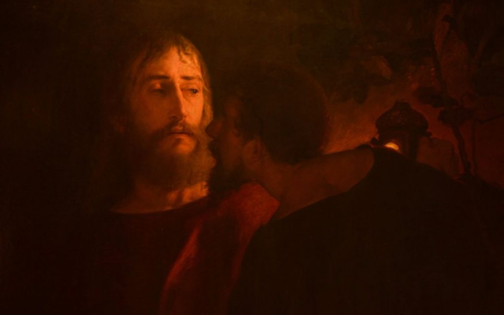 Jezus gekust door Judas Iskariot (de Judaskus) - Eilif Peterssen