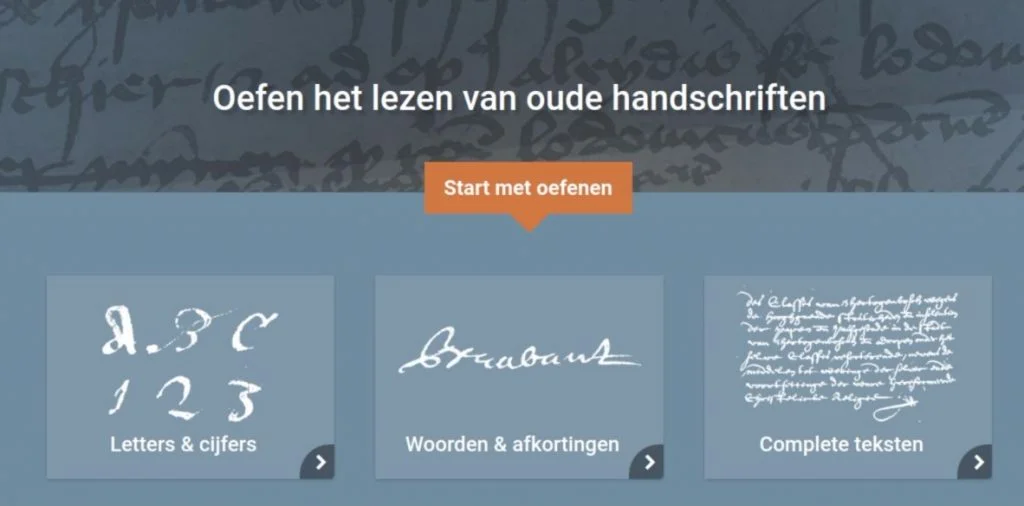 Wat staat daer? - Een online oefentool voor het lezen van oude handschriften