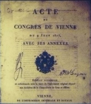 Document waarin de bepalingen van het Congres van Wenen zijn vastgelegd