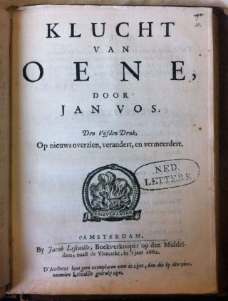 Jan Vos - Klucht van Oene - 1662 (leidenuniv.nl)