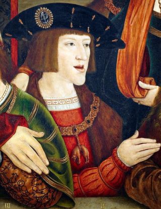Detail van een portret van de jonge Karel V - Bernard Strigel