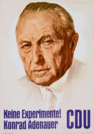 CDU-verkiezingsposter met daarop de beeltenis van Adenauer