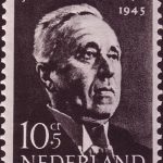 Postzegel uit 1954 met Johan Huizinga