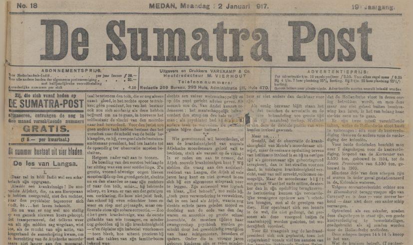 De Sumatra Post in januari 1917 (Delpher)