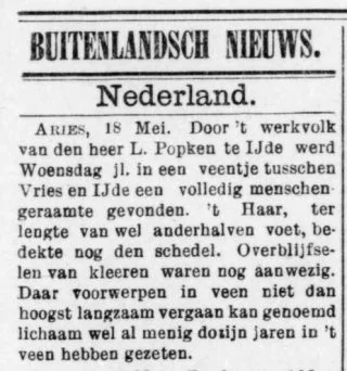Krantenbericht over de ontdekking - De grondwet, 08-06-1897 (Delpher)