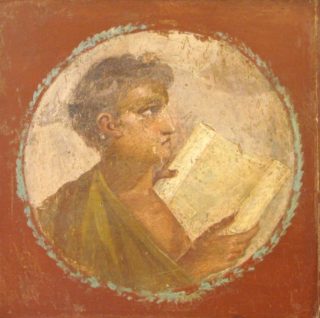 Fresco van een lezende jongeman - cc