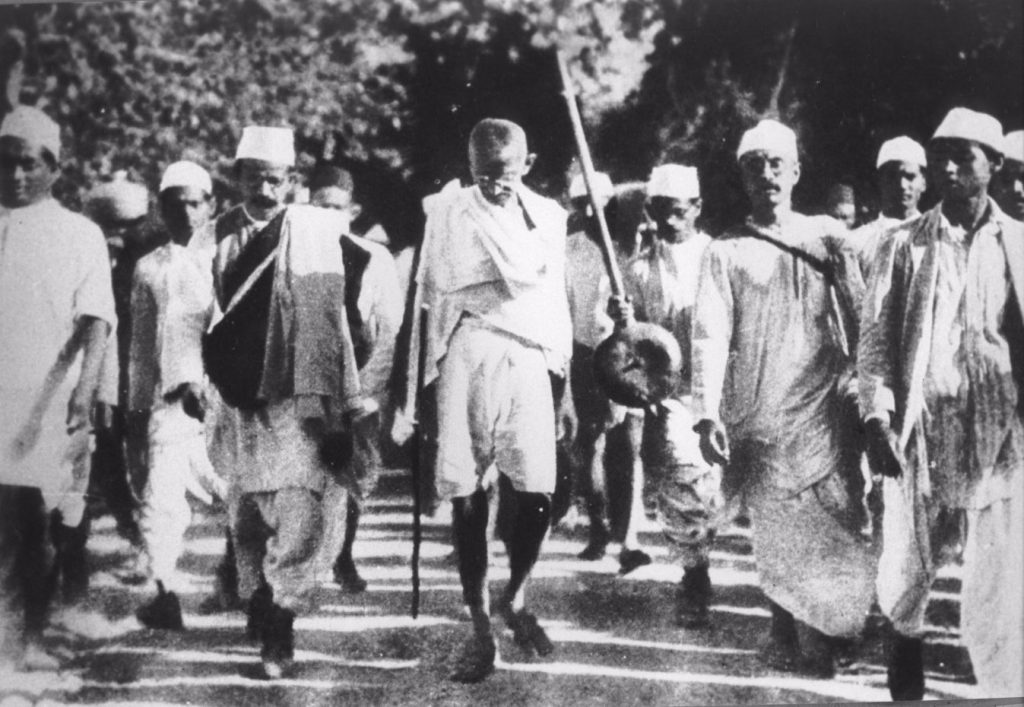 Gandhi tijdens de zoutmars