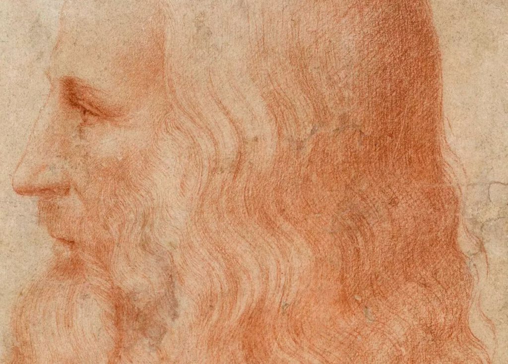 Portret van Leonardo da Vinci, gemaakt door Francesco Melzi