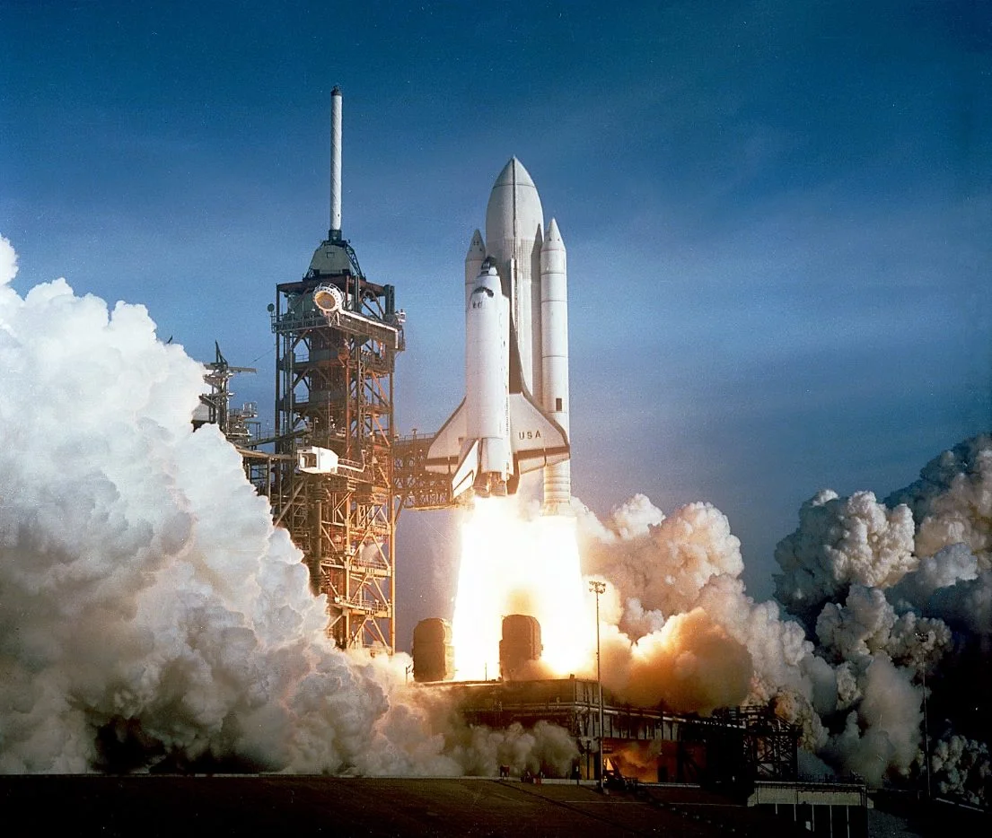 Eerste lancering van een spaceshuttle: Columbia, op 12 april 1981 - cc