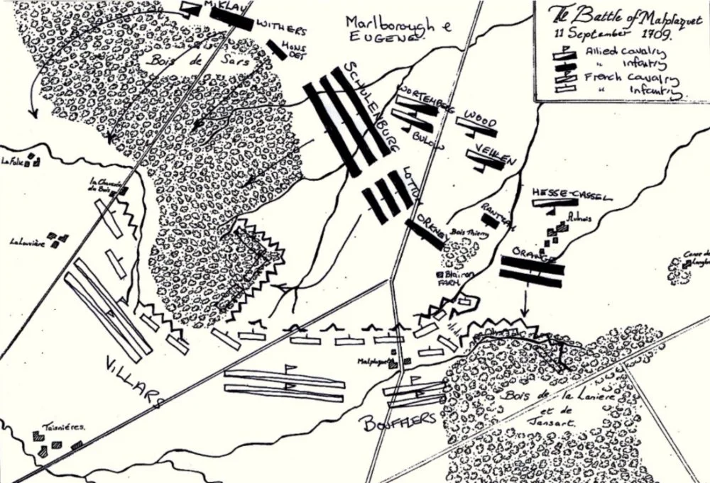 Het slagveld van Malplaquet (Bron: Wikipedia)