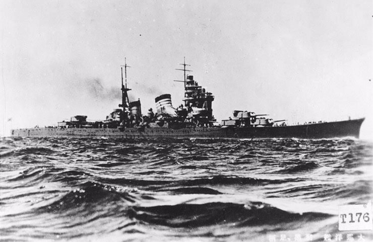 Japanse kruiser Haguro die Hr.Ms. kruiser De Ruyter tot zinken bracht, waarbij schout-bij-nacht Karel Doorman omkwam.