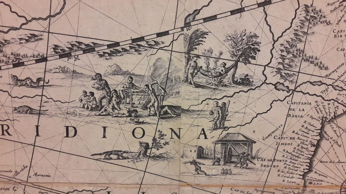 Detail van de wereldkaart Joan Blaeu (Scheepvaartmuseum)